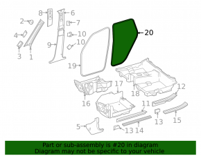 Door seal rear left Mercedes GLC 16-22