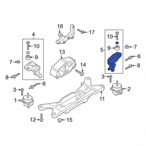 Engine mount bracket left Ford Mustang mk6 15- 2.3T without balancer