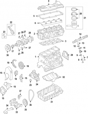 Bare cylinder block VW Jetta 11-15 USA 2.0