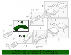 Air intake right Mercedes GLS-class X166 15-19 3.0, rear part