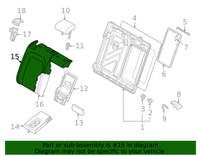 Backrest of the rear row of seats, right, 2nd row, VW Taos 22-25, black with gray