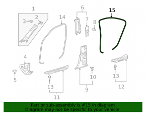 Rear right door opening seal Lexus LS460 LS600h 07-12 brown