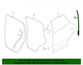 Door seal side rear right VW Touareg 11-17 front