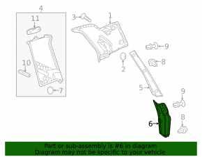 Side lower left trunk door trim Mercedes GLS-class X166 13-19 on the body