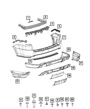 Rear Bumper Reinforcement Jeep Grand Cherokee WK2 11-21