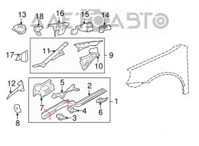 Side member front left VW Jetta 11-18 USA