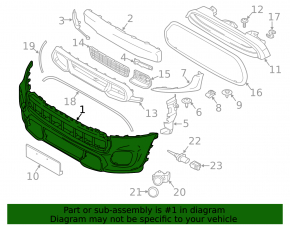 Bare front bumper Mini Cooper F56 3d 14-19 prerest