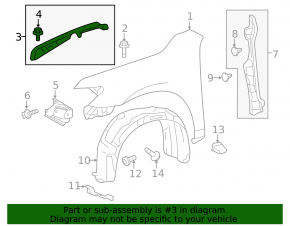 Right hood-fender seal for Toyota Camry V50 12-14 USA