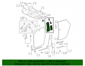 Left center pillar trim, upper belt, Lexus RX300 RX330 RX350 RX400h 04-09, gray
