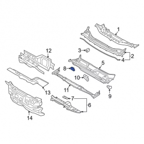 Front left windshield wiper grille drain for Ford Fusion mk5 17-20