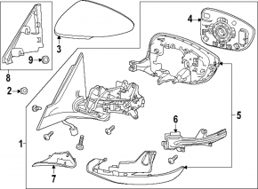 Right side mirror assembly Honda Accord 23-6 pin, turn signal, heated, white, dented