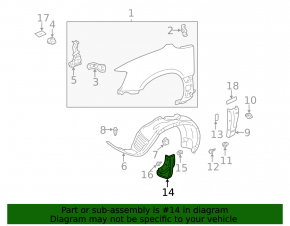 Mudguard front right Lexus RX300 98-03 tear
