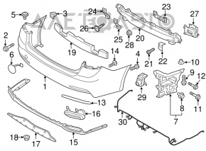Rear bumper wiring for Hyundai Genesis 14-16 for parking sensors