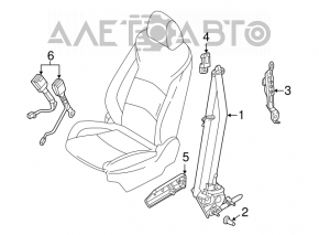Passenger seat belt with tensioner Mazda 3 14-16 BM black