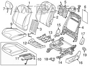 Passenger seat for Ford Focus mk3 11-14 pre-rest, pre-rest, titanium