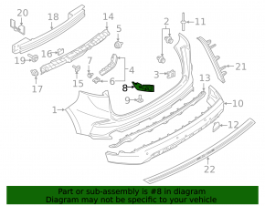 Rear bumper mount left under the light Ford Edge 19-