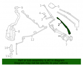 Left windshield wiper arm for Mercedes CLA 14-16