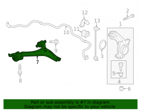 Lower control arm, front right, Honda Accord 13-17