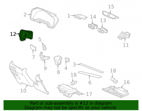 Left dashboard air duct deflector Honda CRV 17-19 with chrome molding