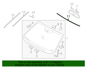 Upper windshield molding Kia Sorento 16-20