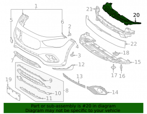 Upper center front bumper mount for Mercedes H247 GLA 20-26