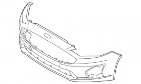 Front bumper, bare, Ford Fusion mk5 19-20, without parking sensors and tow hook, silver, scratches, cracked, crack in mount