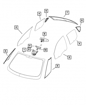 Glass door front left Fiat 500L 14-19