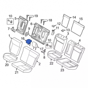 Headrest rear central Ford Focus mk3 11-14 type 2, cloth black