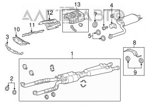 Rear muffler with barrel, left, Lexus LS460 LS600h 07-17