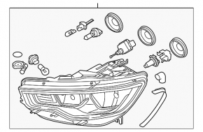 Headlight front left bare Audi A6 C7 12-15 dorest halogen