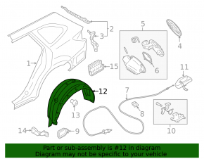 Subaru Outback 15-19 rear right fender liner