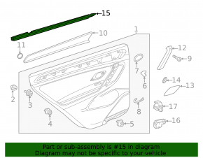 Glass seal inside rear left door VW Tiguan 18-