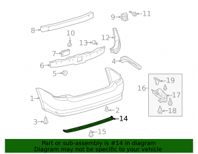 Rear bumper center lip for Toyota Prius 20 04-09 structure
