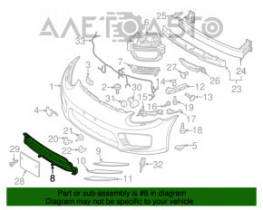 Front bumper grille central Porsche Panamera 14-16 4.8 for parking sensors, for radar