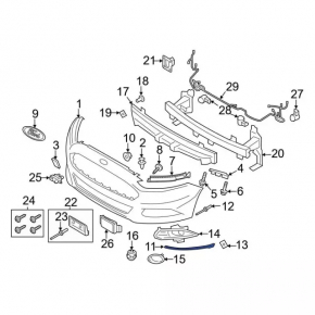 Front bumper lip left Ford Fusion mk5 13-16 SIGNEDA