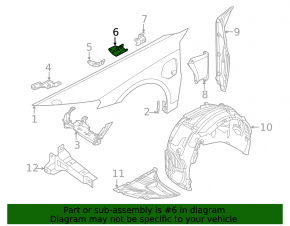 Right center fender bracket for Audi e-tron GT 22-24 rear