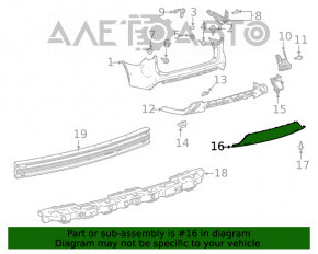Rear bumper lip trim lower Toyota Highlander 20-