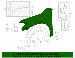 Front left wing Toyota Camry v50 12-14 usa