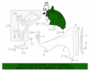 Front left rear fender liner for Mercedes A-class V177 19-22