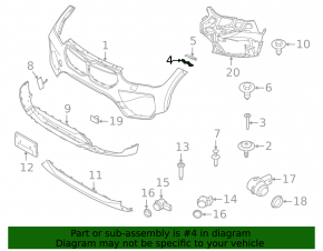 Front bumper mount right wing inner BMW X1 F48 16-22