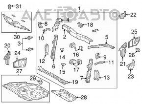 The Toyota Prius V 15-17 radiator panel is rusty and missing eyelashes.