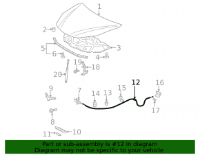 Toyota Avalon 05-12 Hood Release Cable