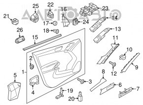 Door trim panel front left VW Tiguan 09-15 brown