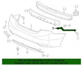 Right rear bumper mount for Honda Civic 11-15 2013-15