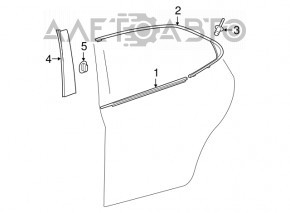Molding door-glass central rear left Toyota Camry v70 18-20 black