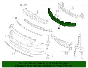 Front Bumper Absorber Hyundai Sonata 15-17 SE, Broken
