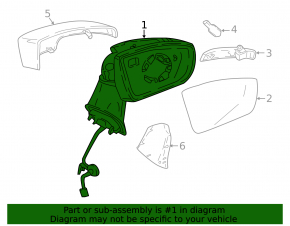 Left side mirror complete Ford Ecosport 18-22 turn signal, heated, with additional mirror