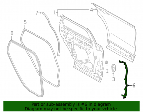 Lincoln Corsair 20-26 rear left front door seal on the end