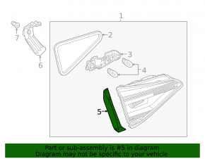 Right inner trunk lid light trim VW Passat b8 16-19 USA