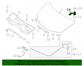 Hood hinge right Nissan Rogue 14-20